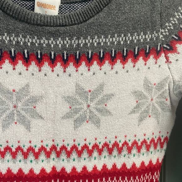 Gymboree Girls North Pole Party Sweater Dress Size 7 Snowflake Gray Red Holidays - Picture 2 of 5